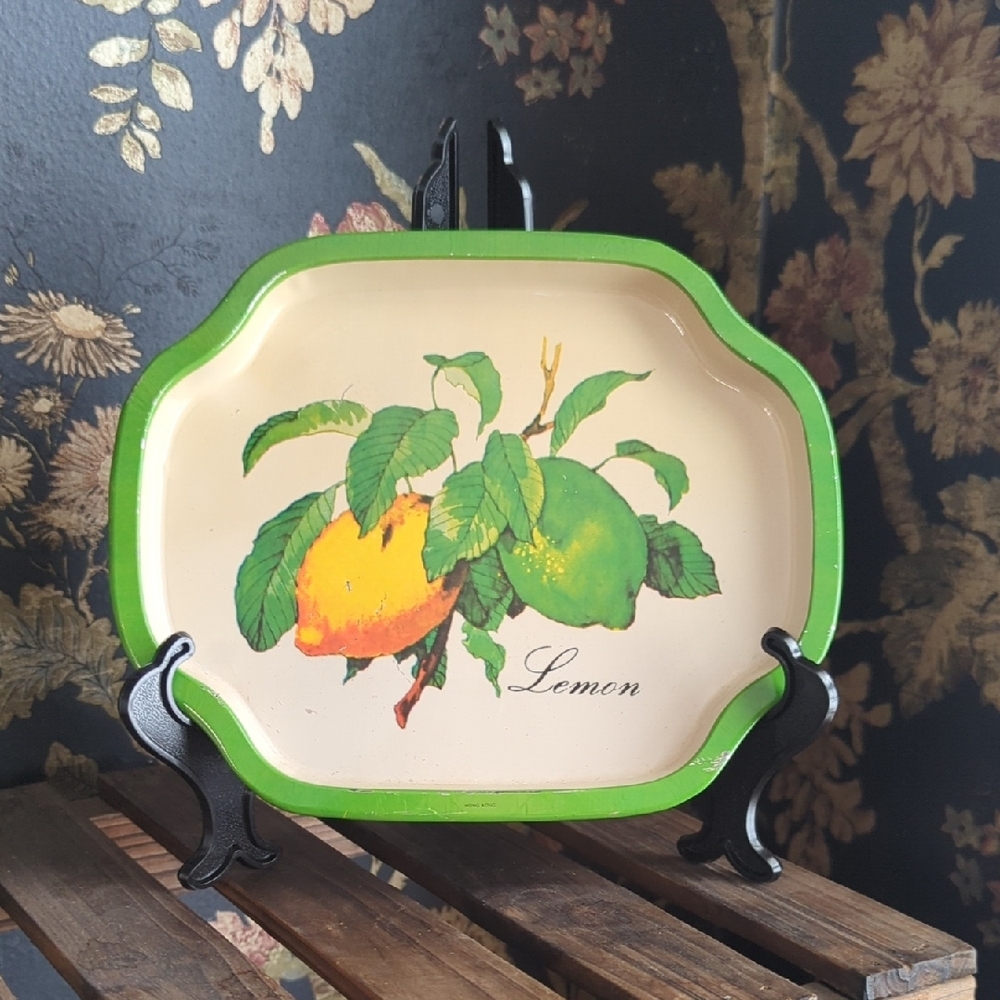 Vintage Petite Tin Serving Dish Retro Lemon Design